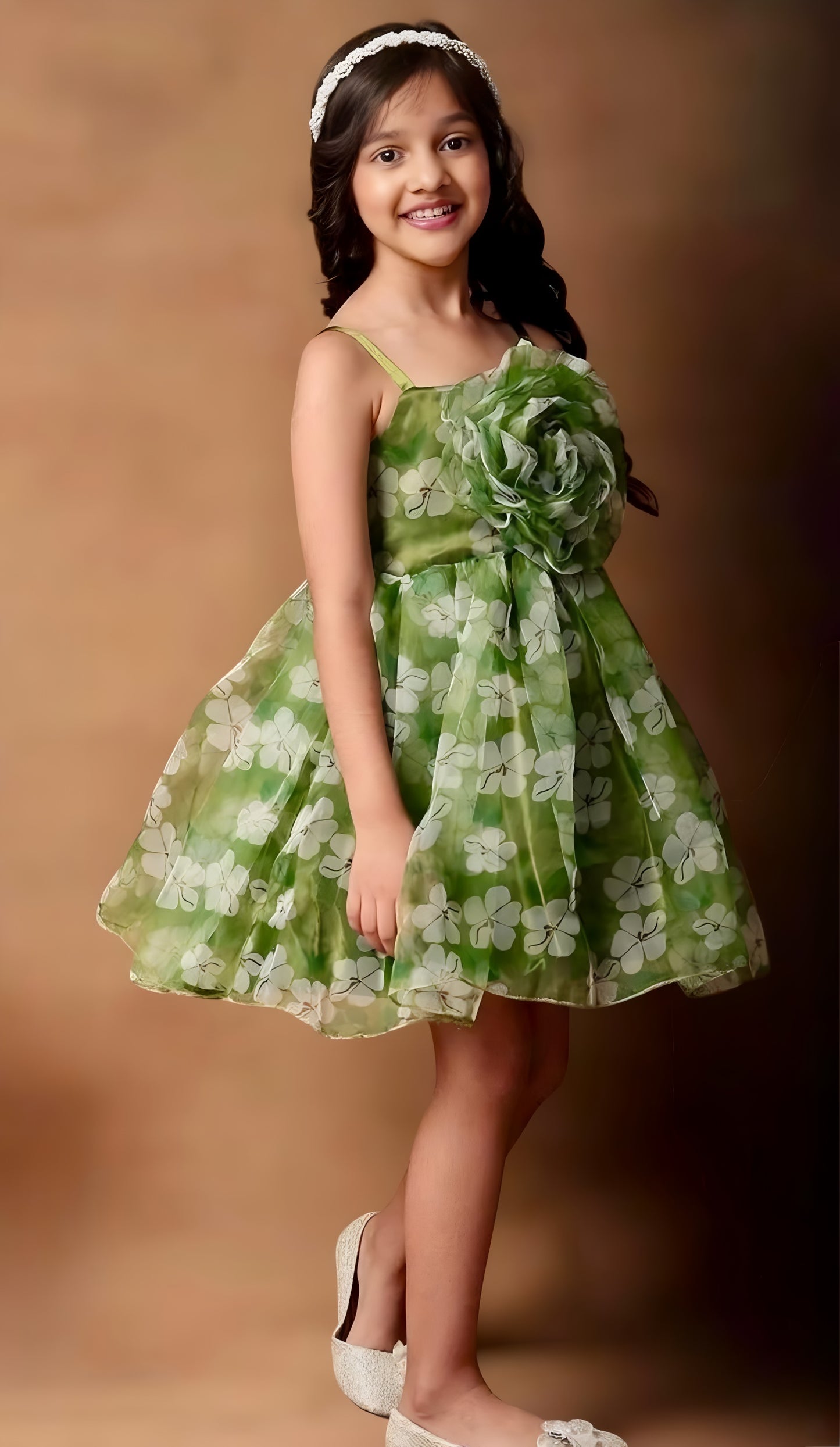 Girls Green casual frock m250126