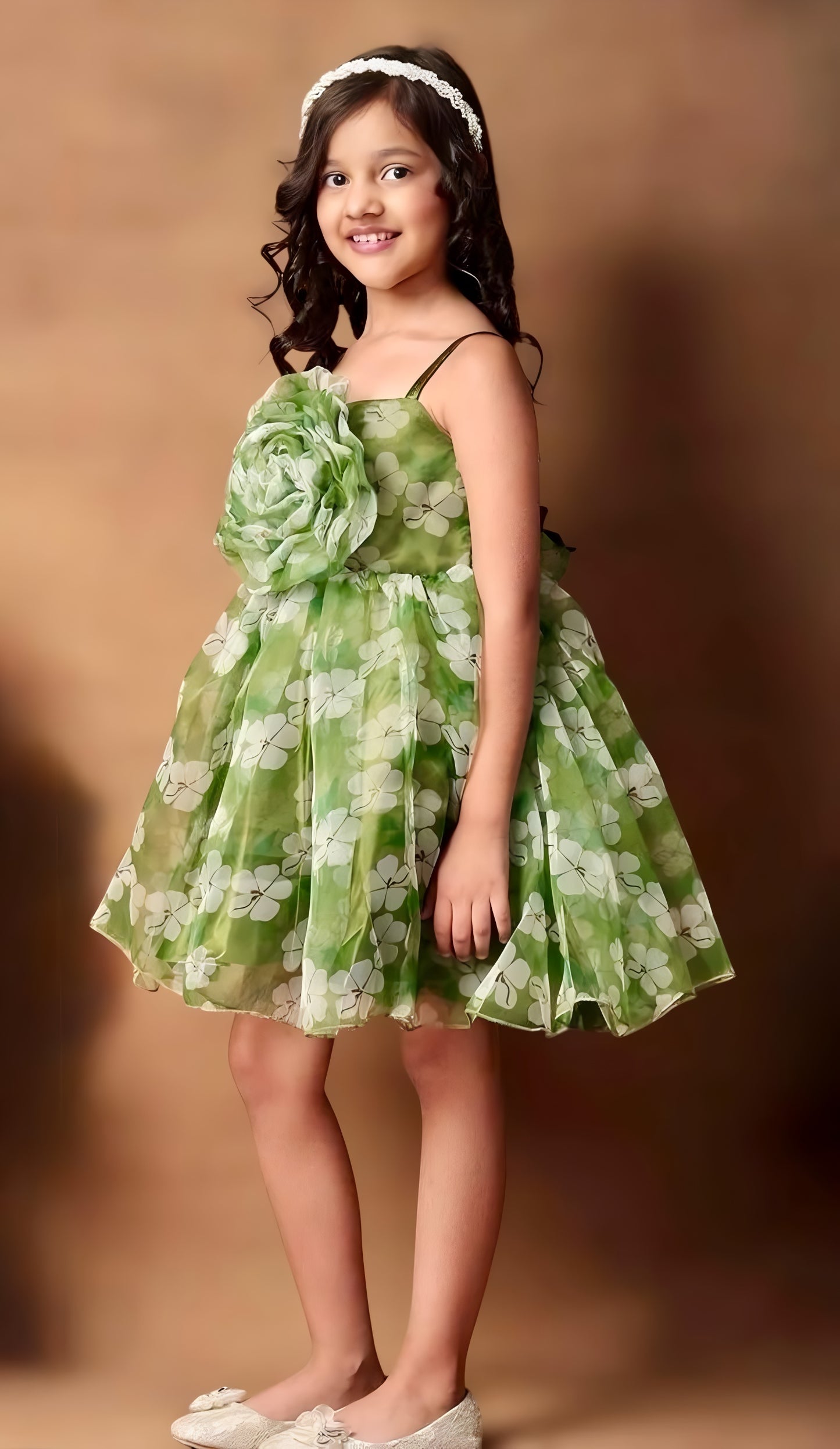 Girls Green casual frock m250126