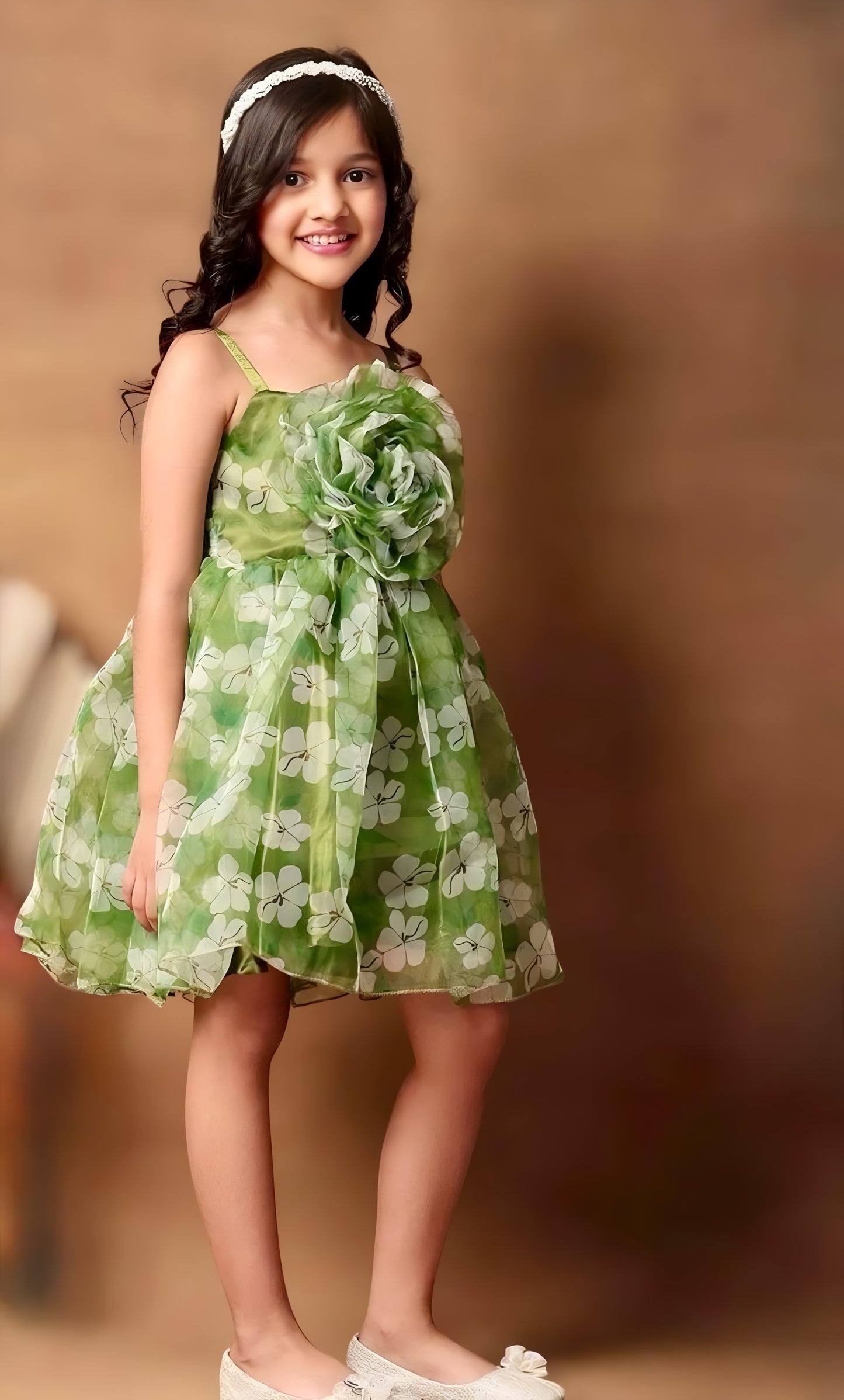 Girls Green casual frock m250126