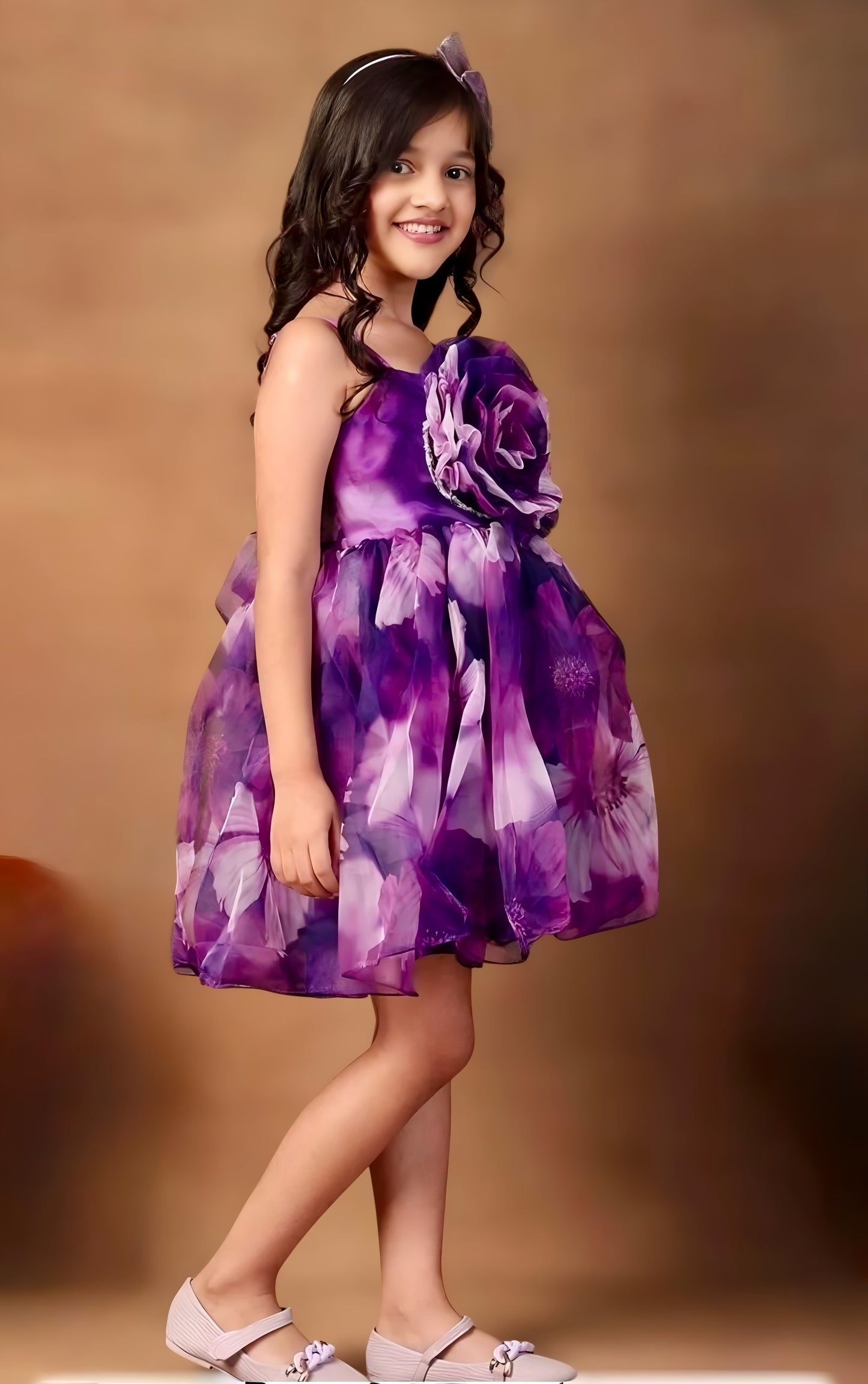 Girls purple casual frock m250127