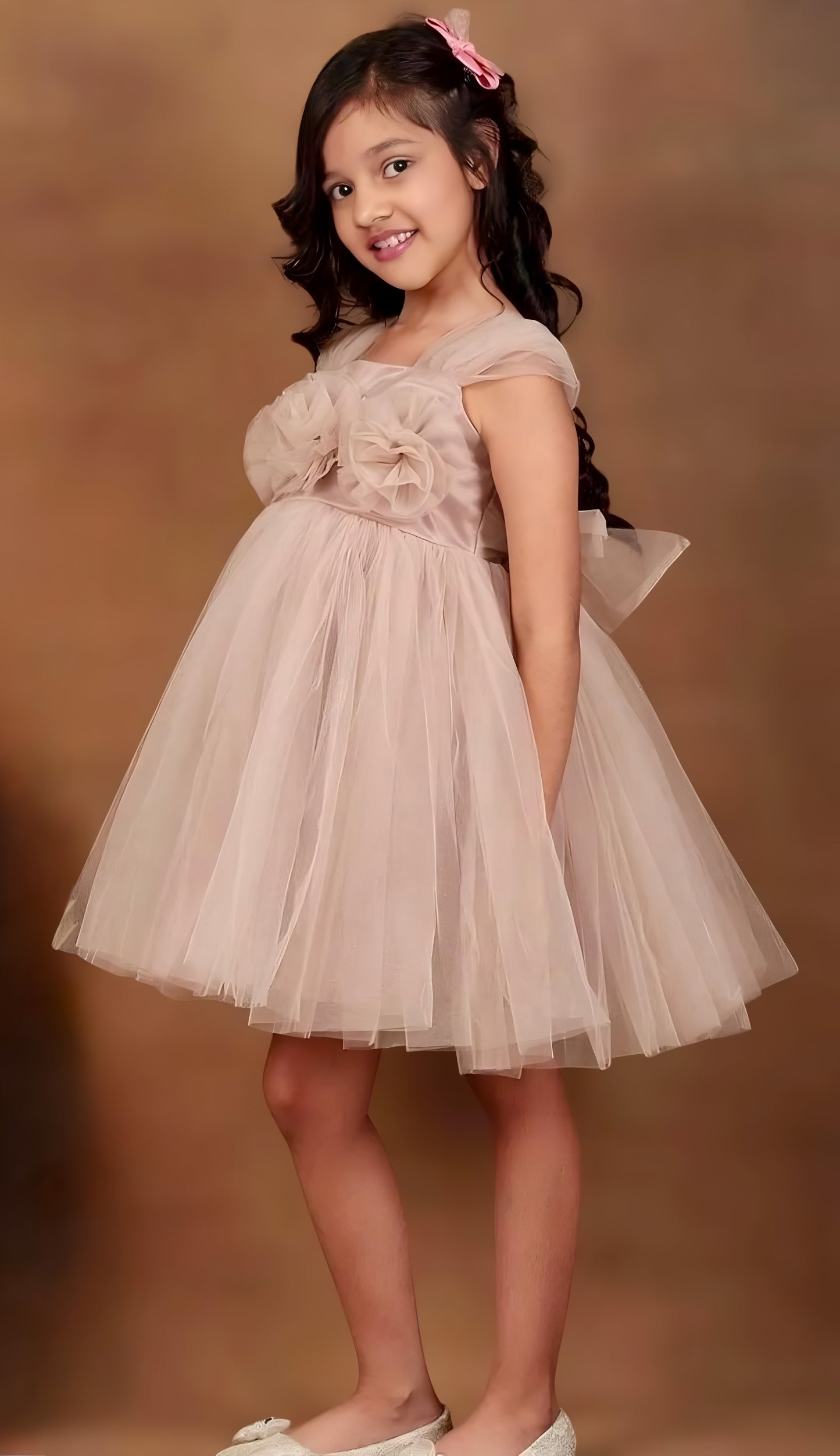 Girls Champagne casual frock m250129