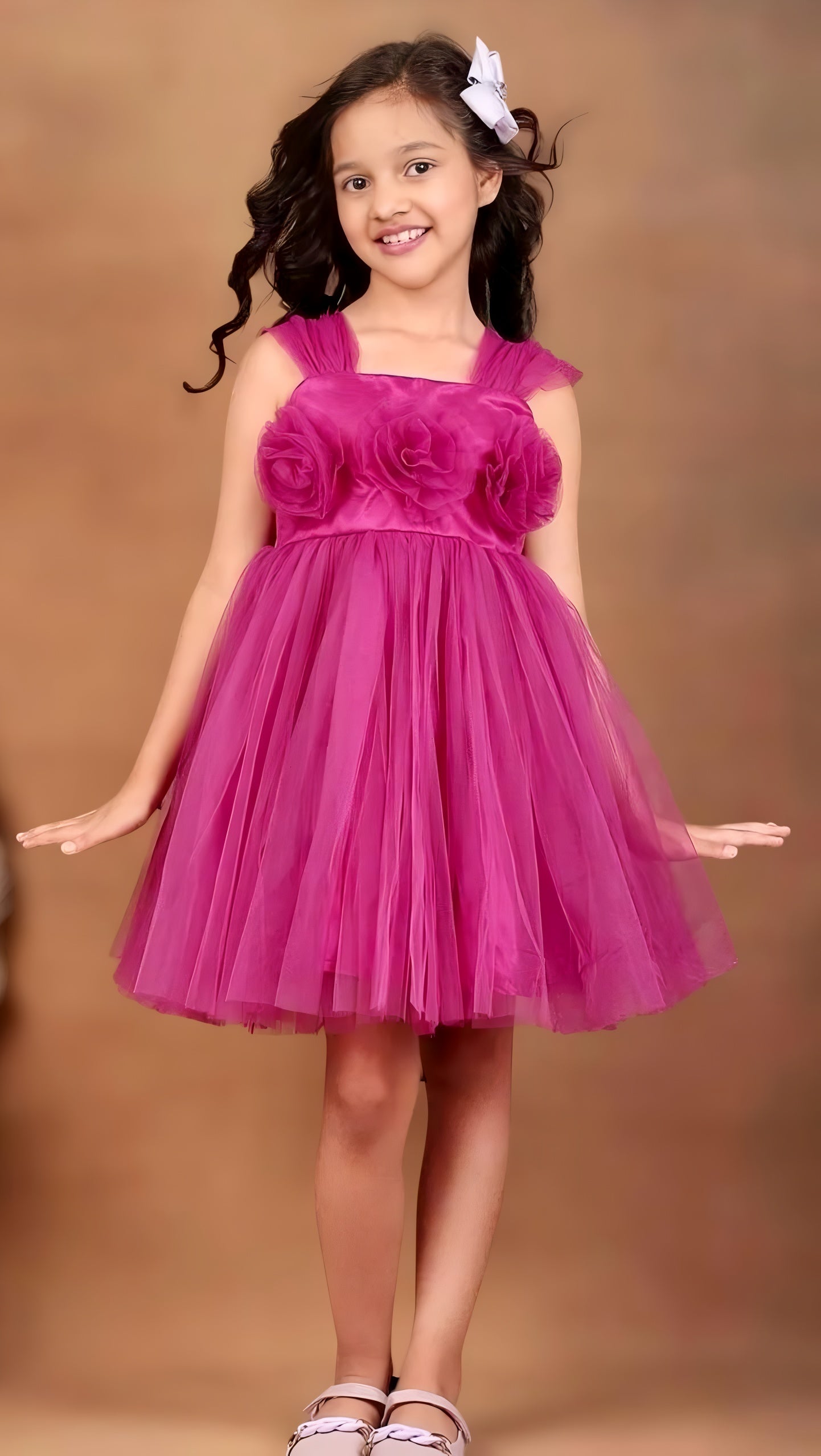 Girls Magenta casual frock m250128