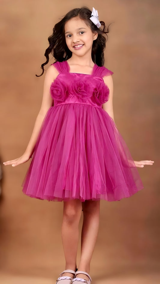 Girls Magenta casual frock m250128