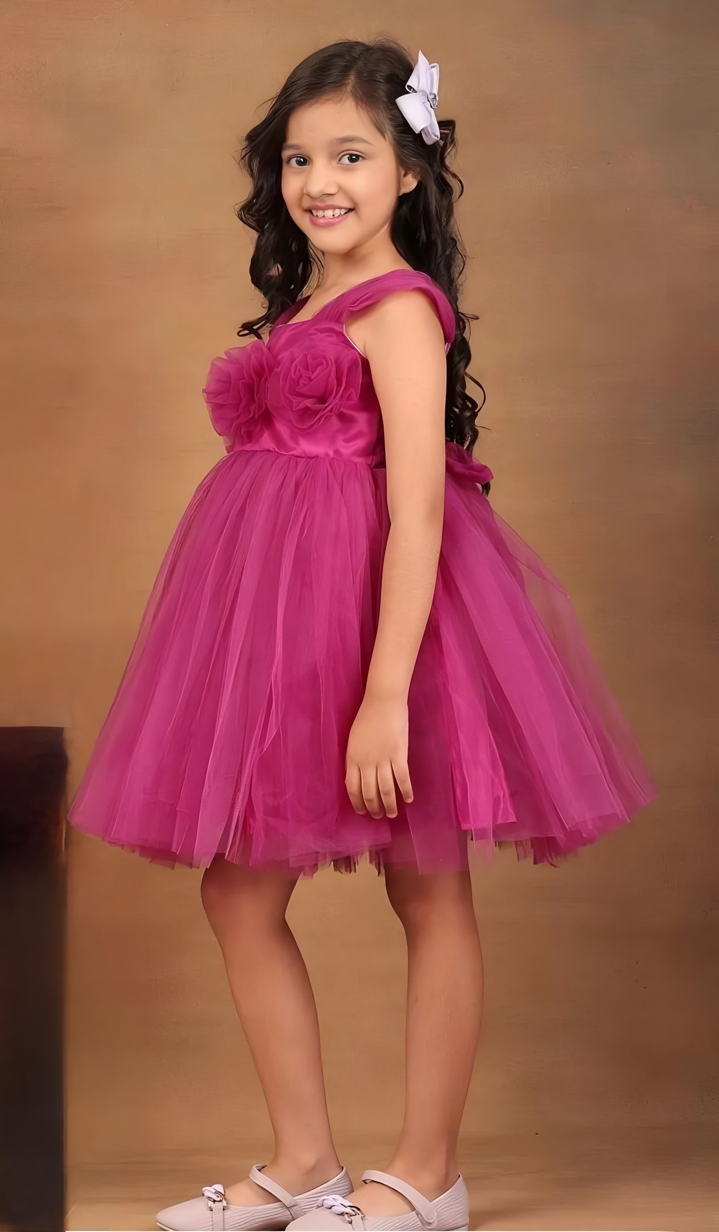 Girls Magenta casual frock m250128
