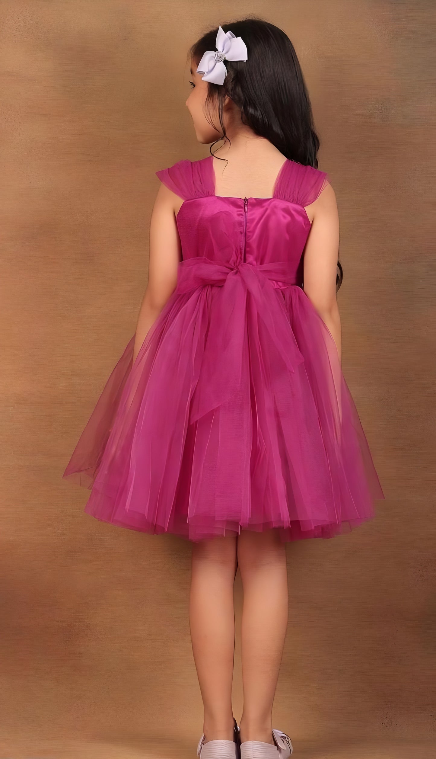 Girls Magenta casual frock m250128