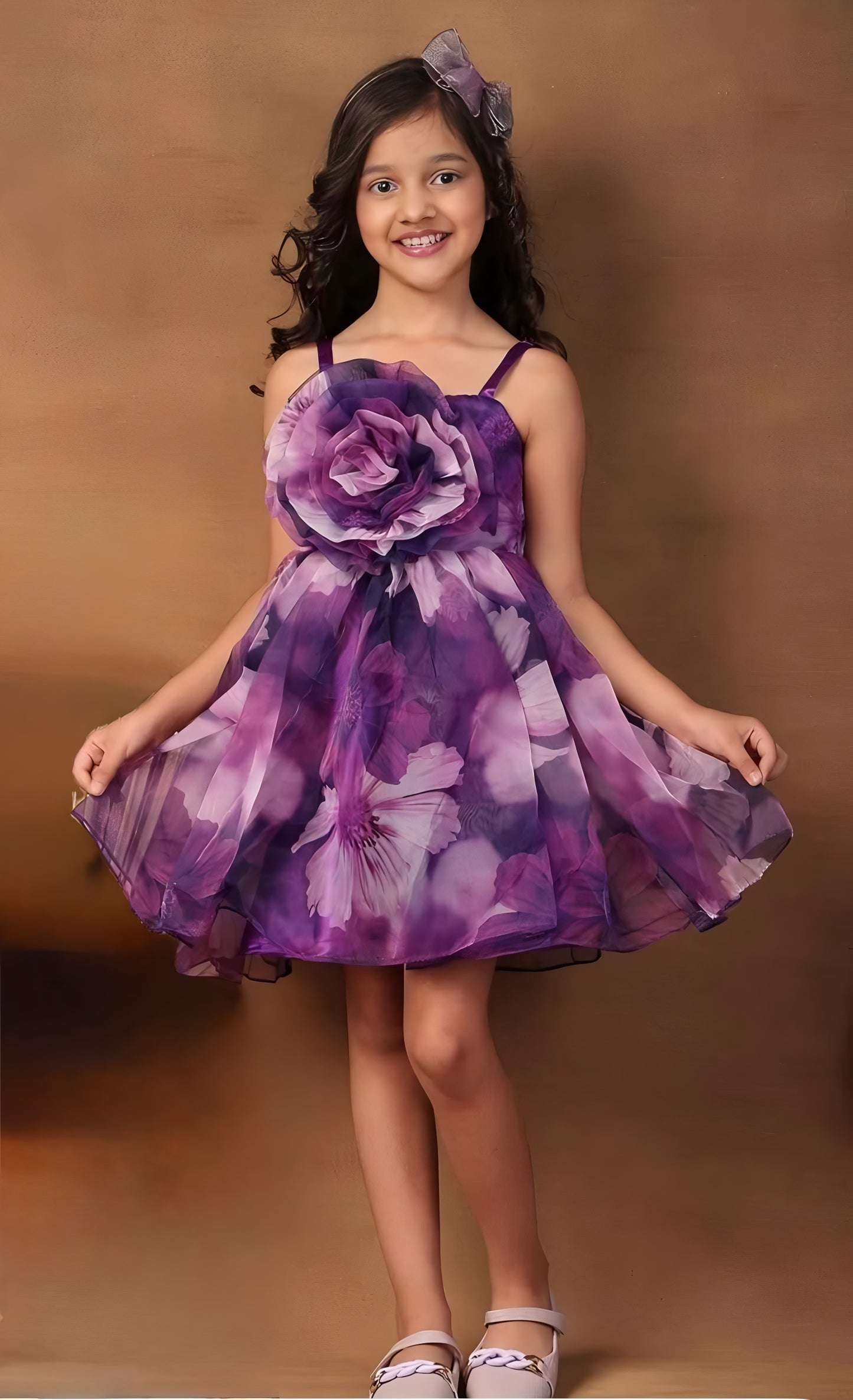 Girls purple casual frock m250127