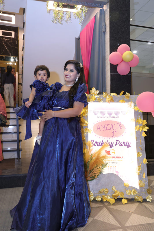 Mother Daughter twining dress in Teal Blue M259002