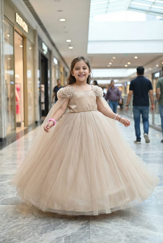 Girls champagne gown length party dress m250065