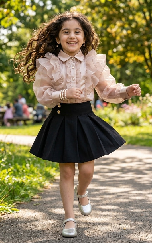 champagne skirt and top for girls-M260122