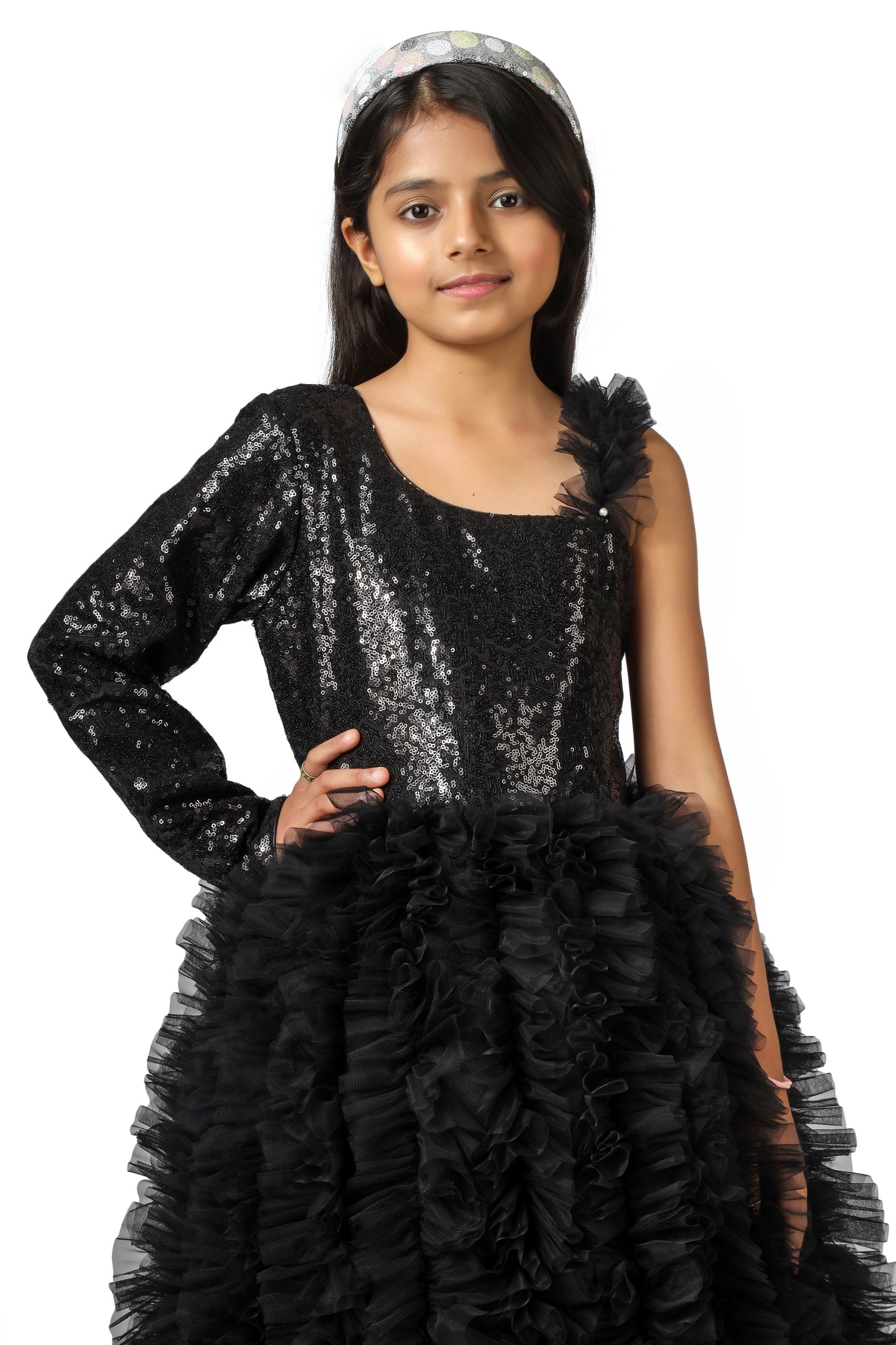 Girls Black Gown length dress M230901