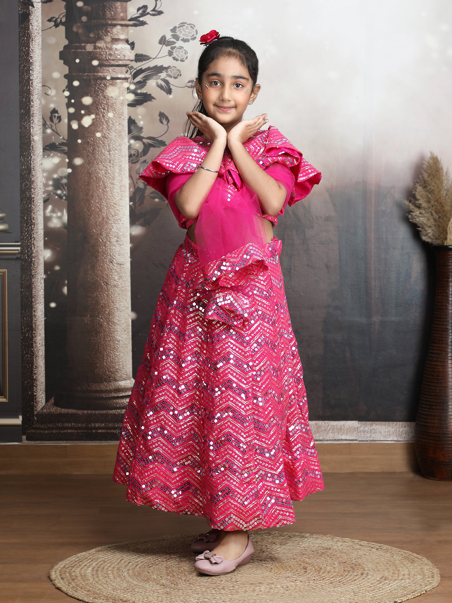 Girls Magenta Party Dress