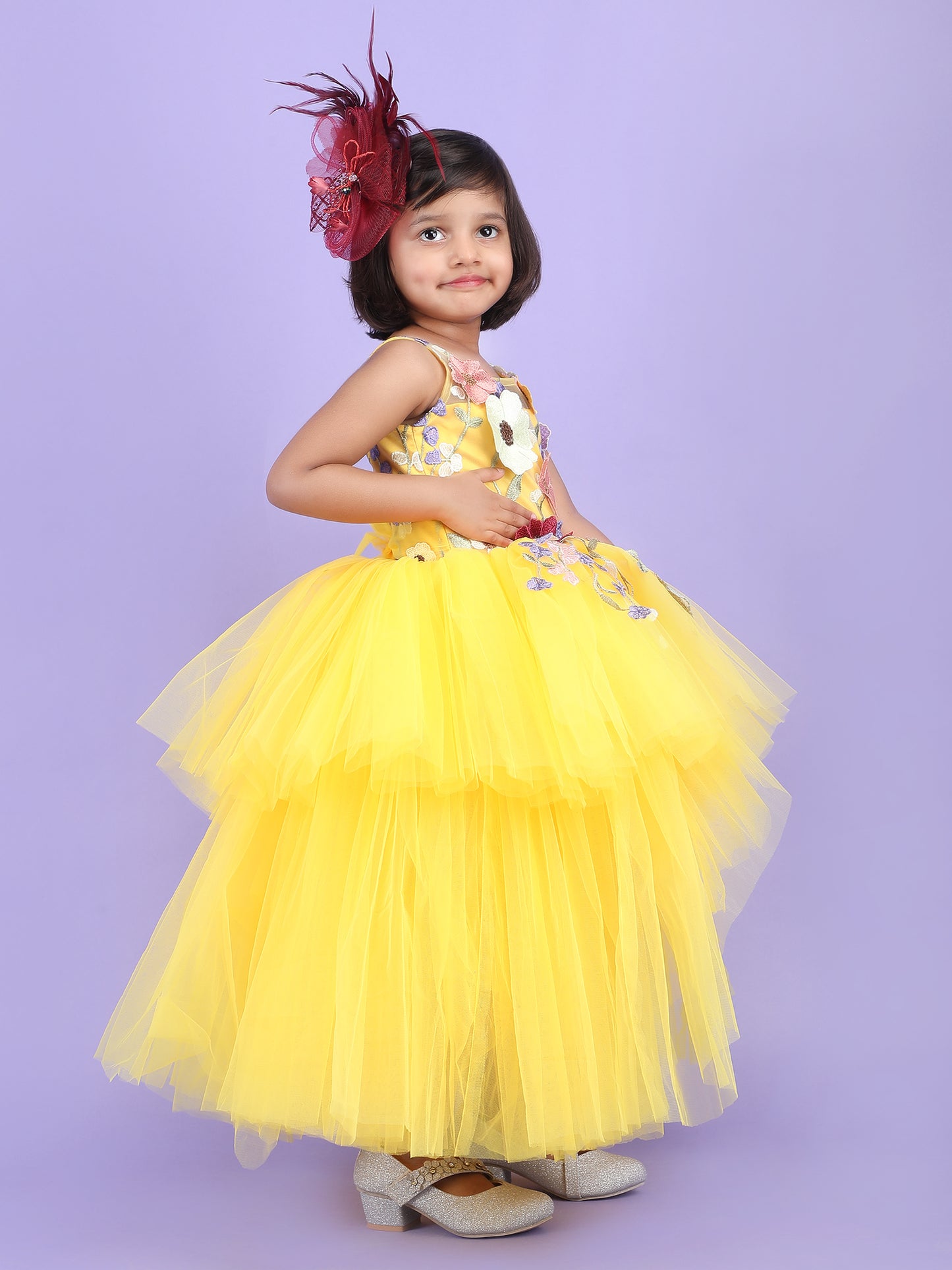 Girls yellow Gown length Party dress M240031