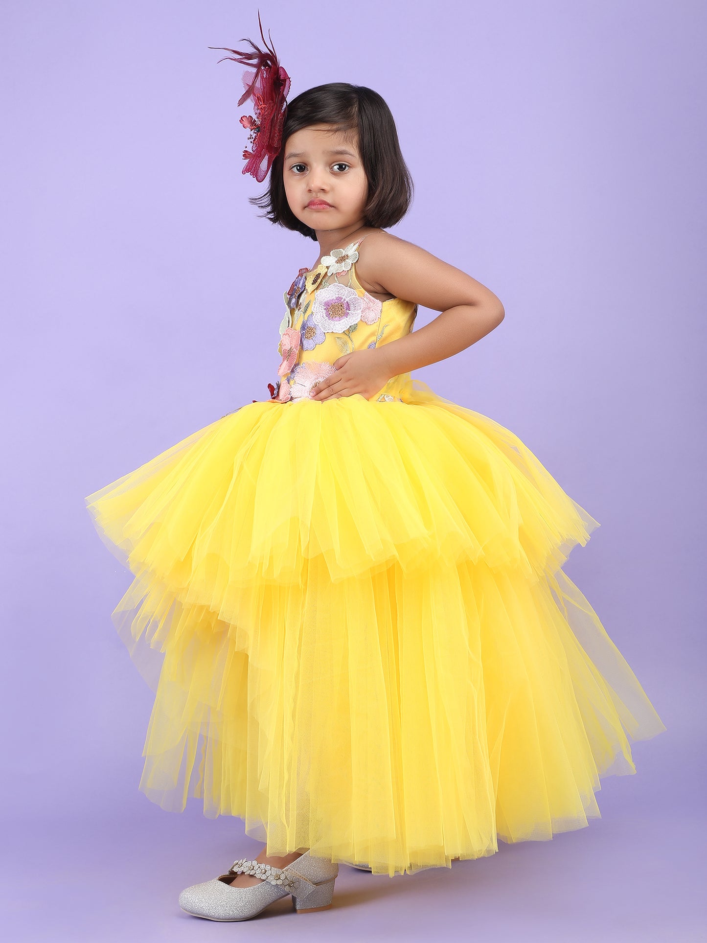Girls yellow Gown length Party dress M240031