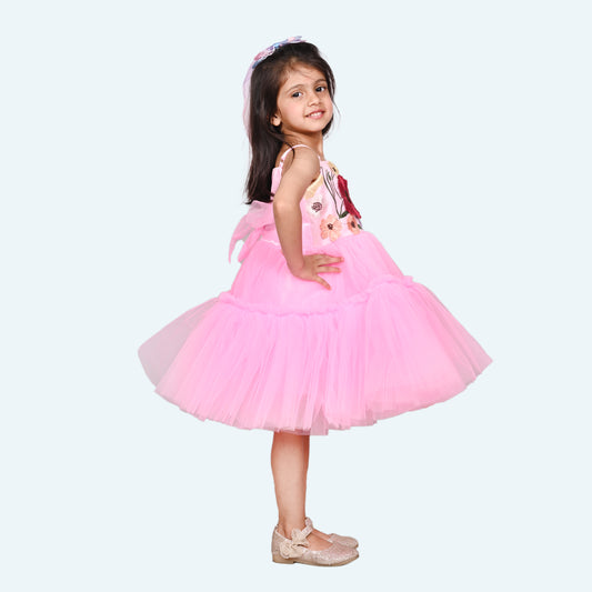 Girls pink casual frock m250037