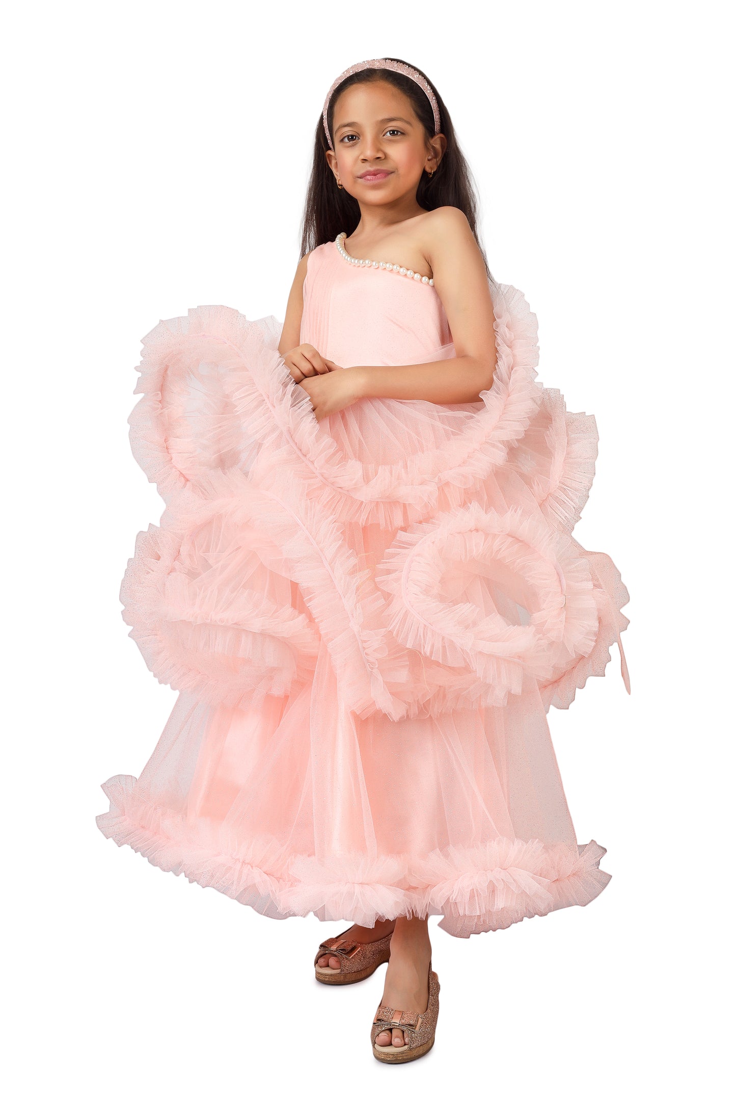 Girls Peach Gown length Party dress M232701