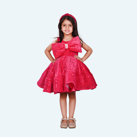 Girls magenta casual frock m250048