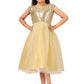 Girls golden knee length Party frock M234201