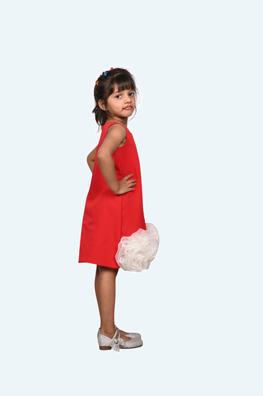 Girls red casual frock m250075