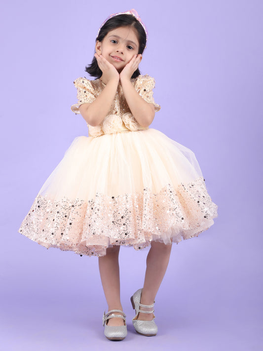 Girls Beige  Party frock M240028