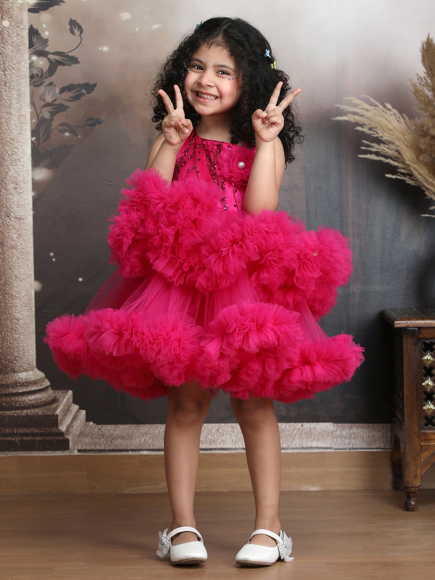 Girls magenta Knee length Party frock