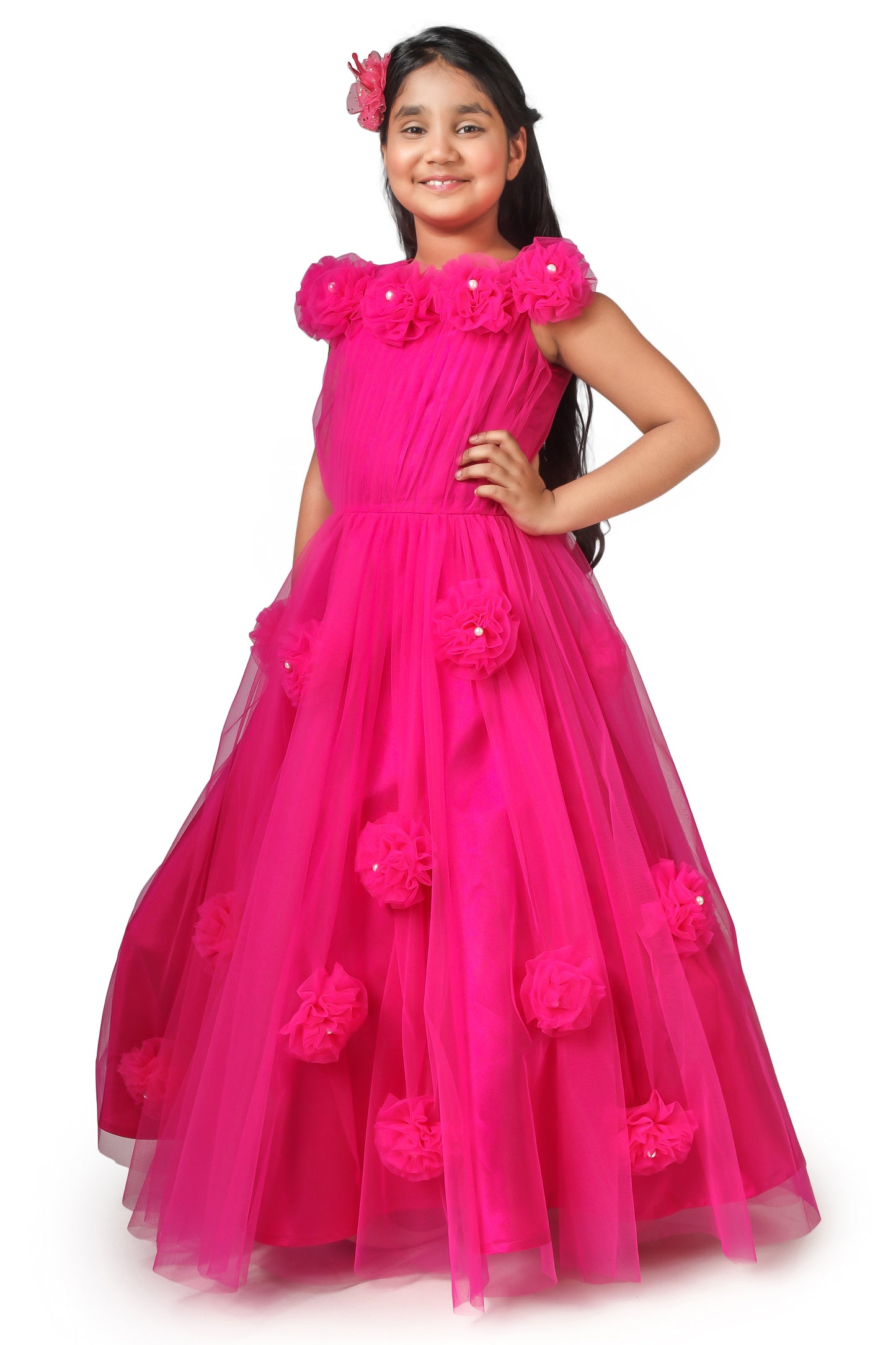 Girls Magenta Gown length Party dress M231201