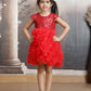 Girls red Knee length Party frock