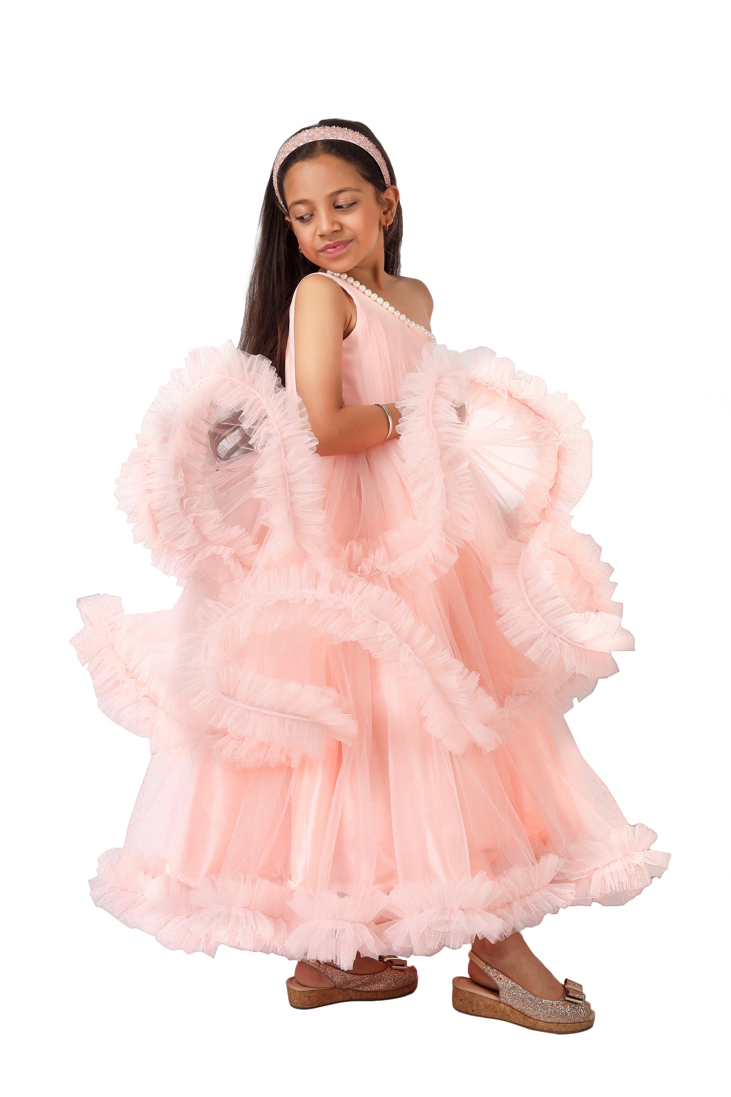 Girls Peach Gown length Party dress M232701