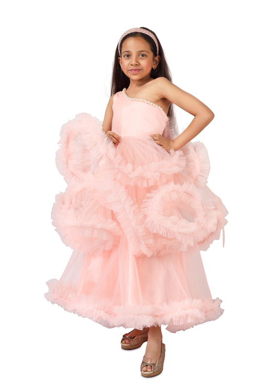 Girls Peach Gown length Party dress M232701