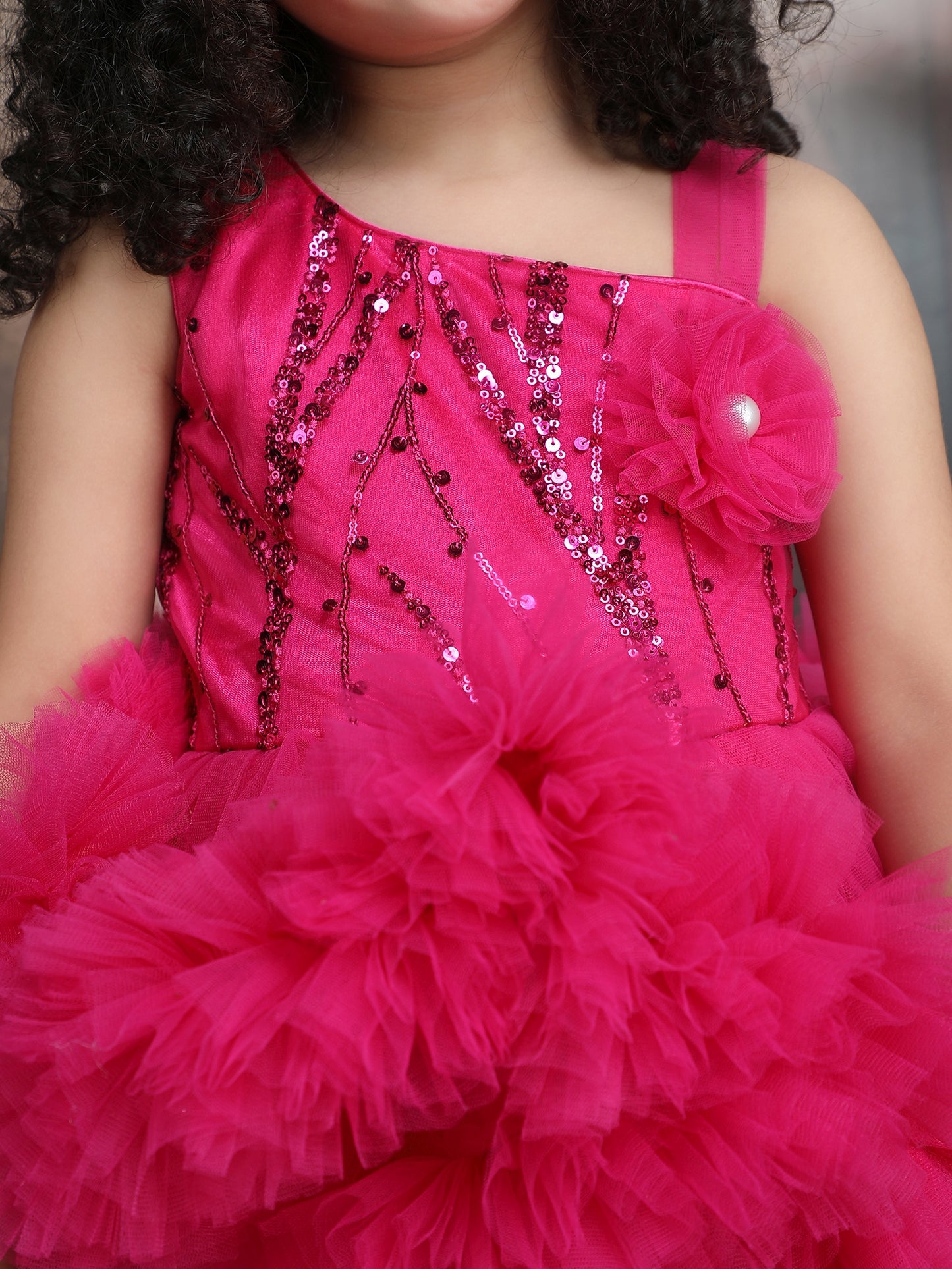 Girls magenta Knee length Party frock