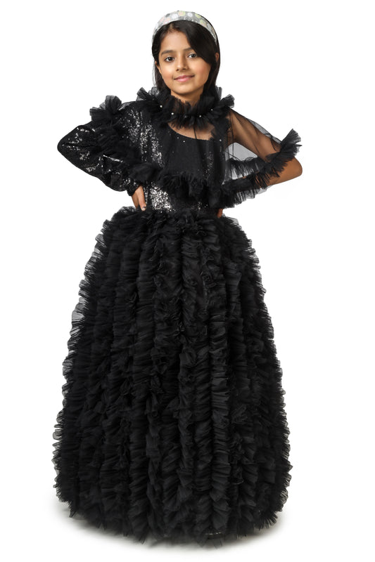 Girls Black Gown length dress M230901