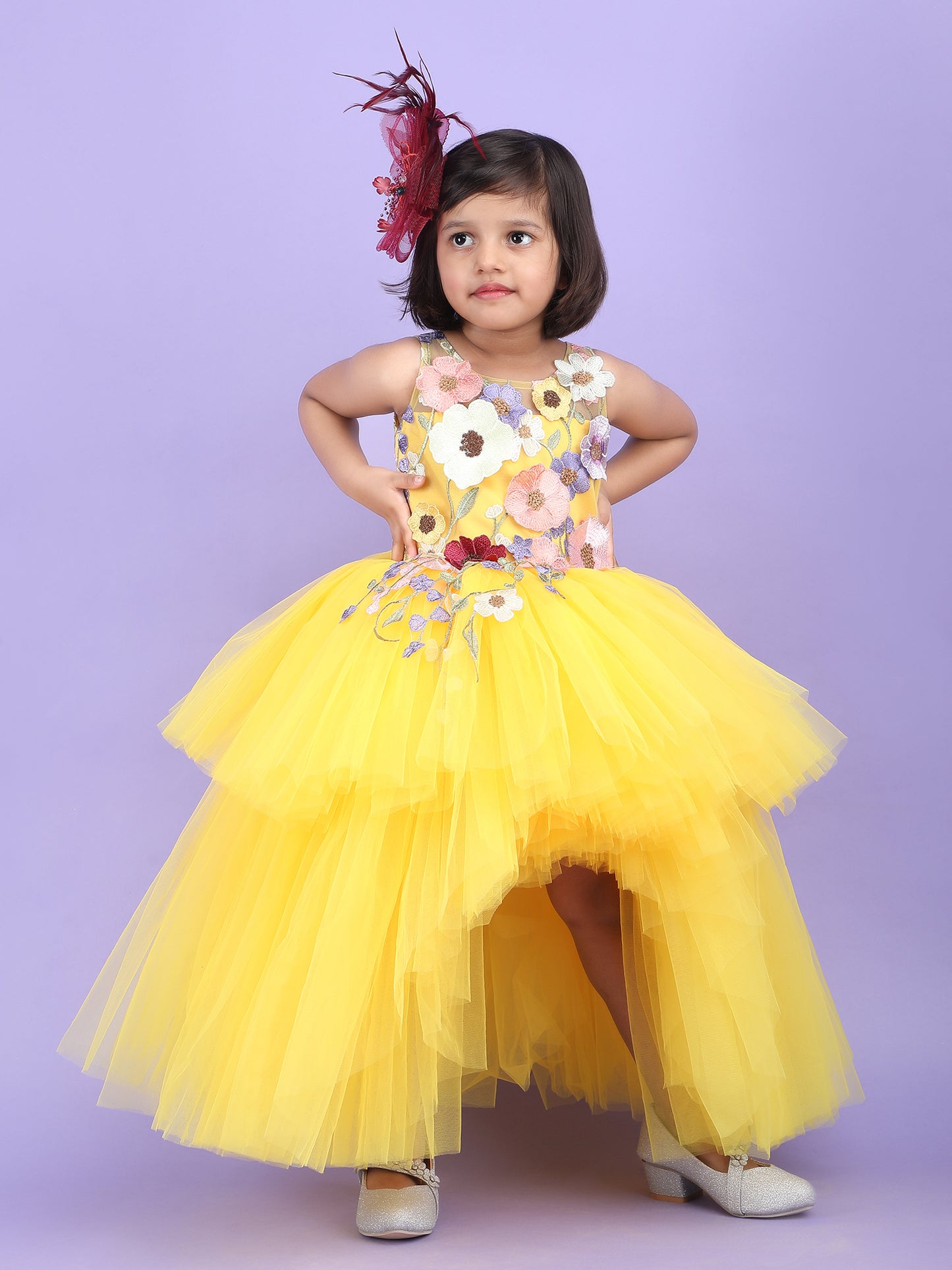 Girls yellow Gown length Party dress M240031