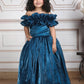 Girls teal Gown length Party frock m250287