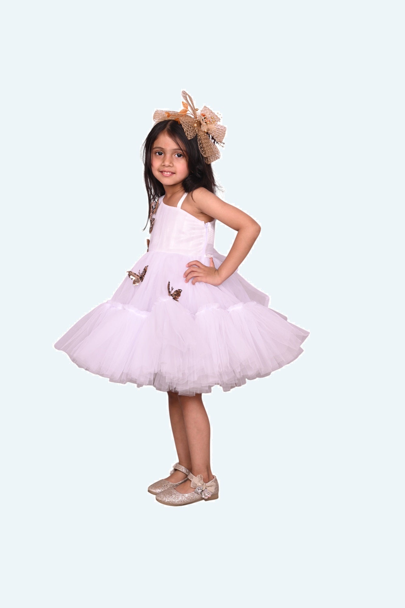 Girls white casual frock m250041