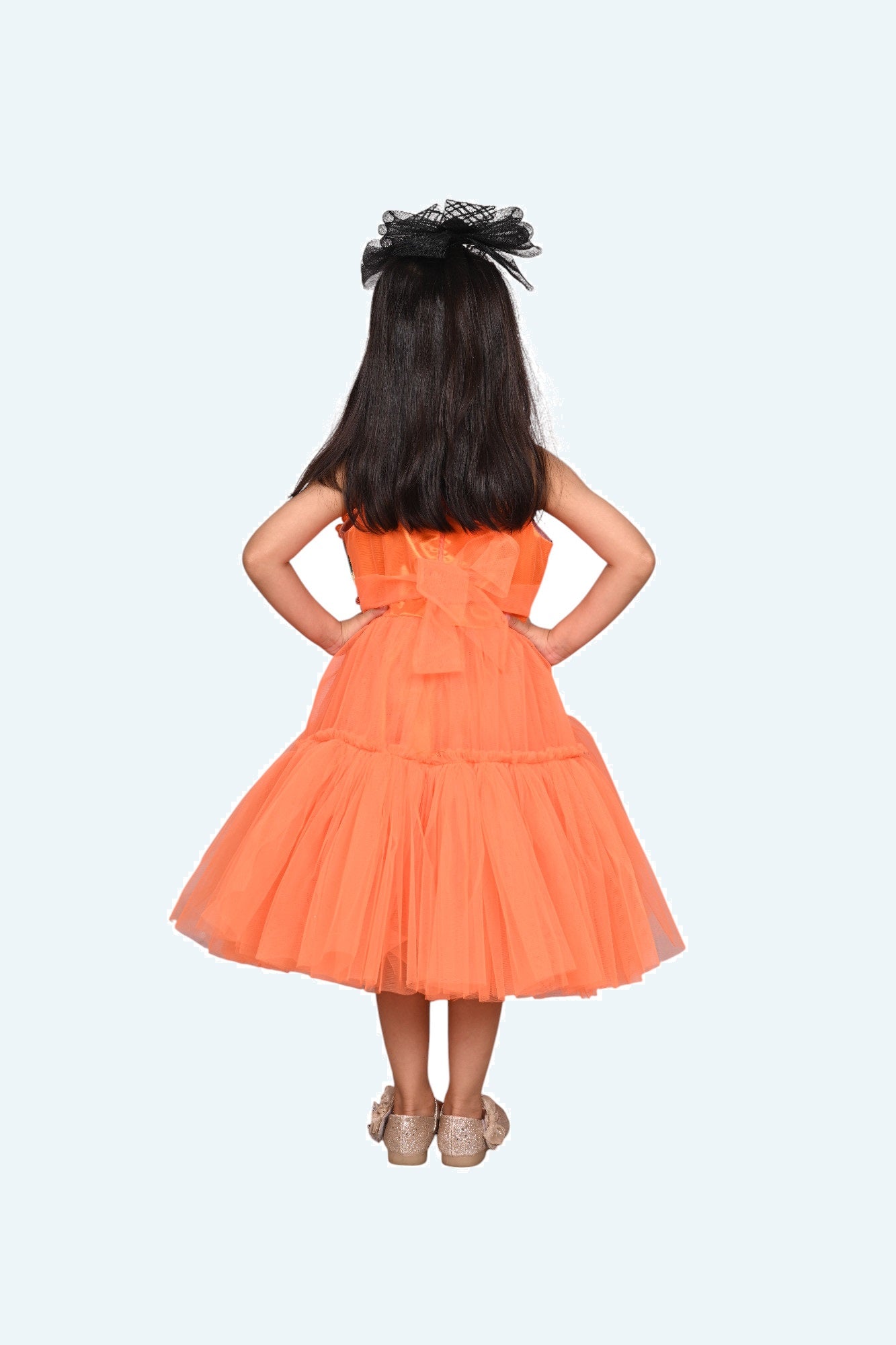 Girls orange casual frock m250039