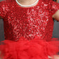 Girls red Knee length Party frock