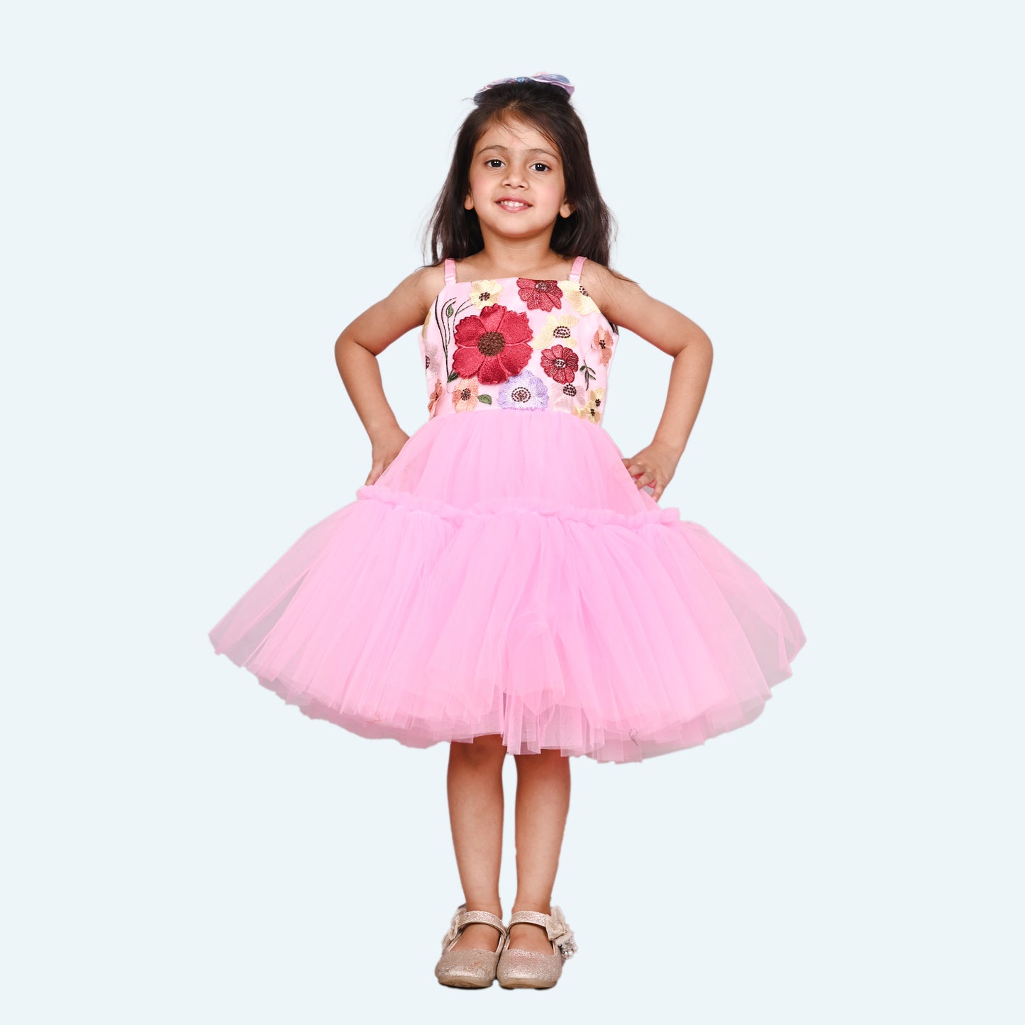 Girls pink casual frock m250037