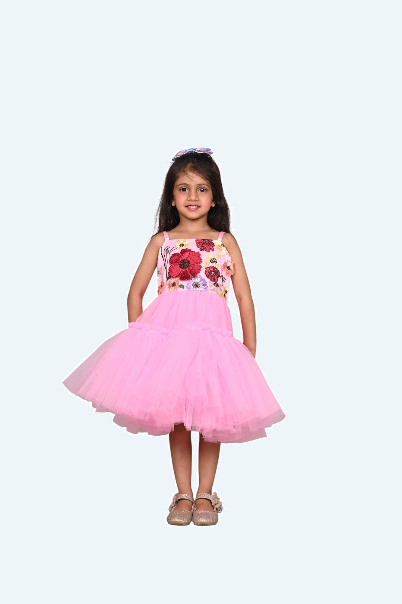 Girls pink casual frock m250037