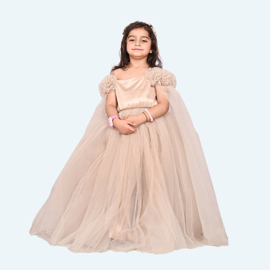 Girls champagne gown length party dress m250065