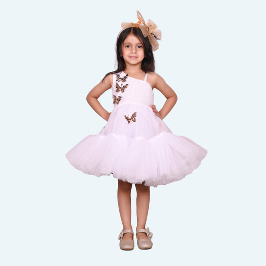 Girls white casual frock m250041