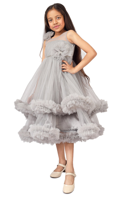 Girls Grey Gown length dress M232601
