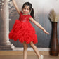 Girls red Knee length Party frock