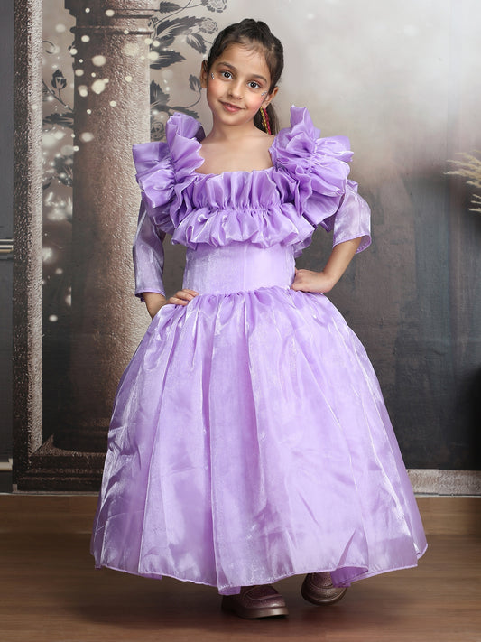 Girls purple Gown length Party dress m250289