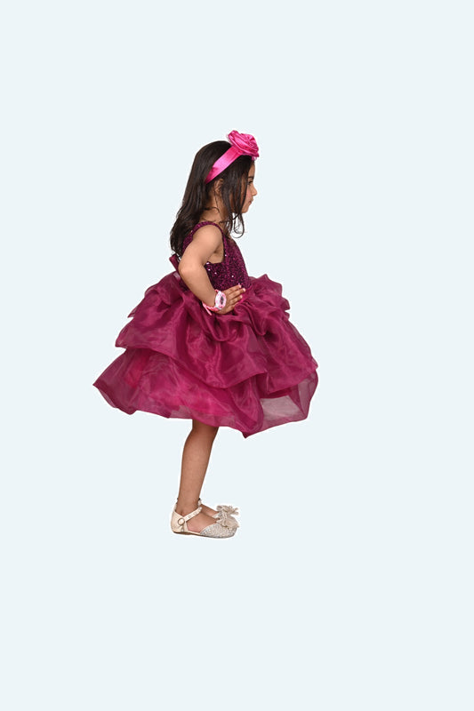 Girls wine casual frock m250046
