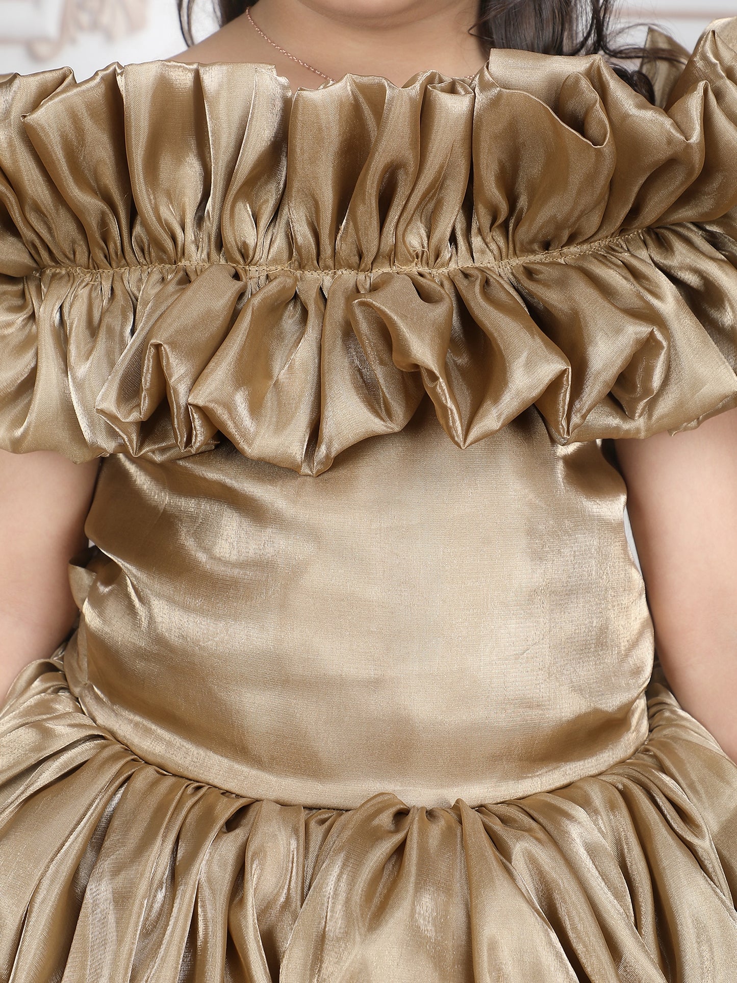 Girls gold gown length dress m250288