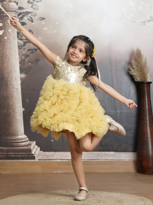 Girls gold Knee length Party frock