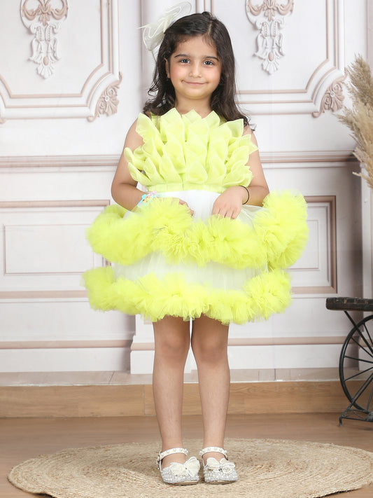 Girls yellow Knee length Party frock