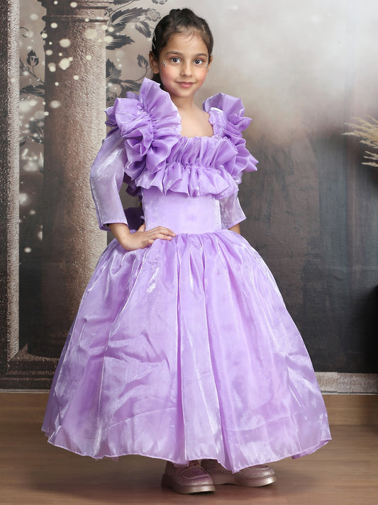 Girls purple Gown length Party dress m250289