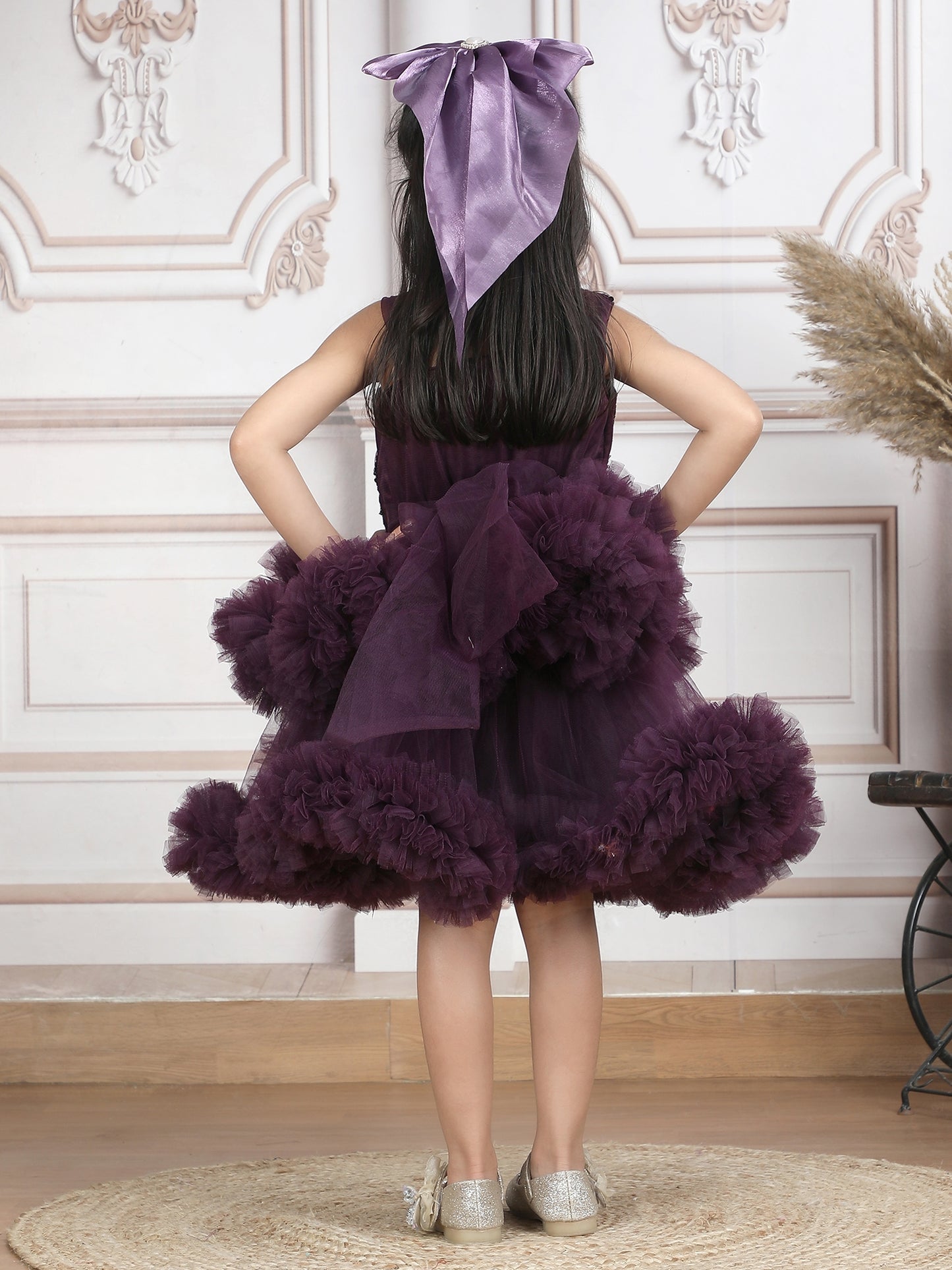 Girls wine Knee length Party frock