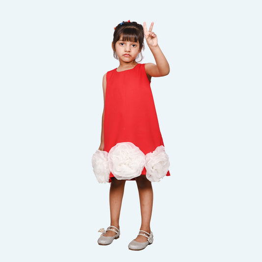Girls red casual frock m250075