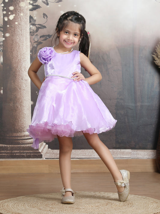 Girls purple knee length Party frock m250286